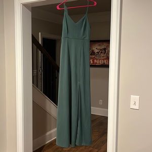 Birds grey. Crepe fabric. Sea glass green